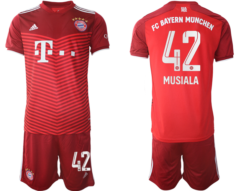 Men 2021-2022 Club Bayern Munich home red #42 Soccer Jersey->bayern munich jersey->Soccer Club Jersey